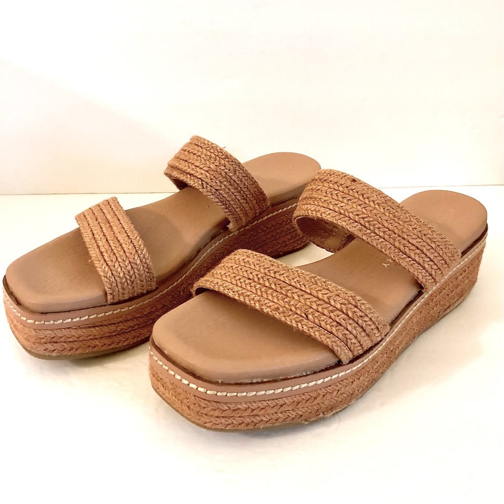 Chinese Laundry “Zion Clay Jute” Double Strap Platform Wedge Sandals, Sz 8.5 M